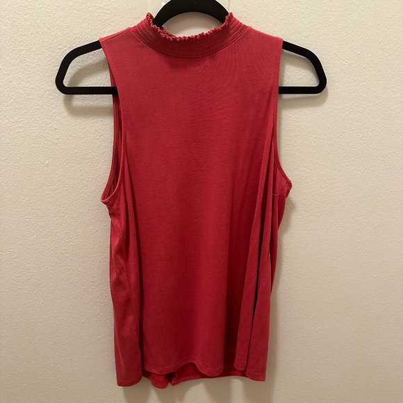 LOFT Red/Salmon Tank blouse high fringe neck Size S - Picture 1 of 3